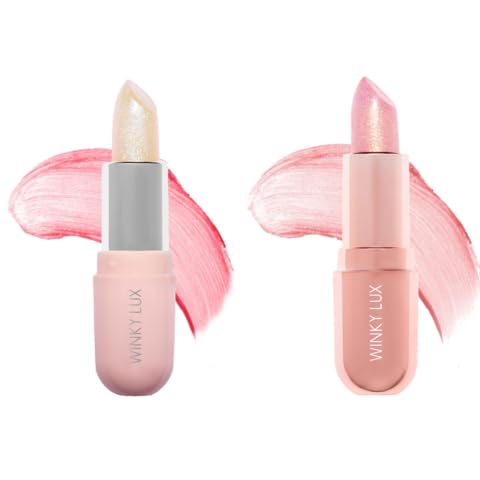 Winky Lux Unicorn Glimmer Balm  Rose Glimmer Balm Duo  Hydrating ph Lip Balm Natural Pink Tint with pH Color Changing Moisturize  Soften Lips While Leaving Sheer Pink Tint with Vanilla Scent